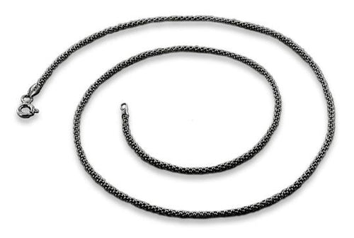 Black Rhodium Sterling Silver  Popcorn Chain 1.6MM