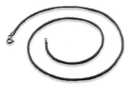 Black Rhodium Sterling Silver  Popcorn Chain 1.6MM