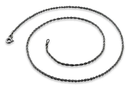 Black Rhodium Sterling Silver Rope Chain 1.3 MM