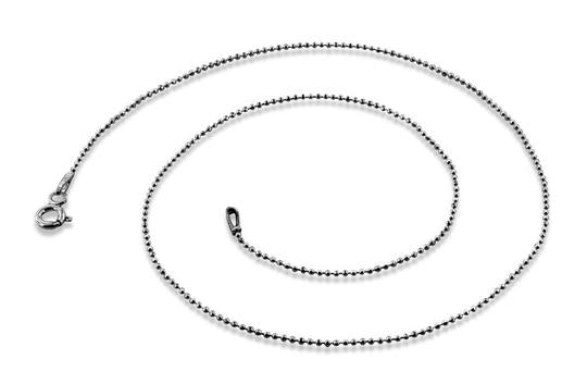 Black Rhodium Sterling Silver Bead DC Chain 1.0MM