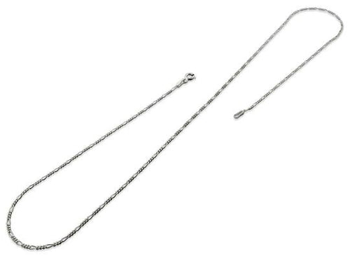 Rhodium Sterling Silver Figaro Chain 1.4 MM