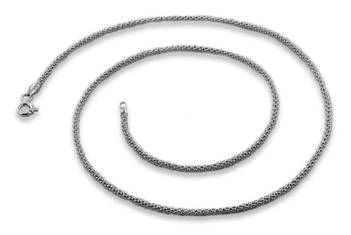 Rhodium Sterling Silver Pop Corn Chain 1.6MM