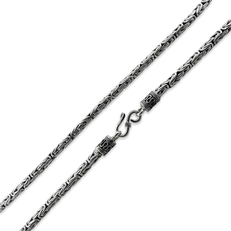 Sterling Silver 9" Round Byzantine Chain Bracelet/Anklet - 5.0MM