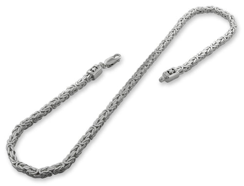Sterling Silver 8.5 Square Byzantine Chain Bracelet - 4.0MM