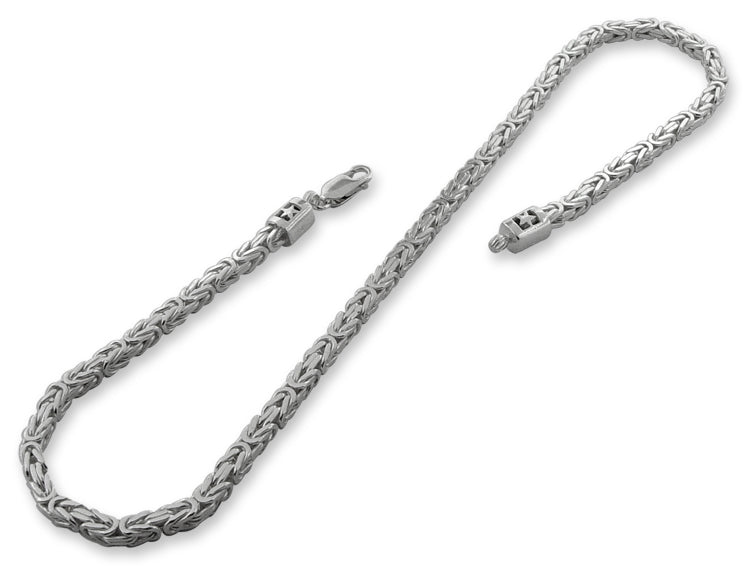 Sterling Silver 8.5 Square Byzantine Chain Bracelet - 4.0MM