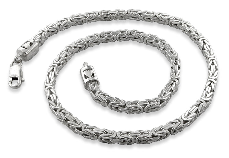 Sterling Silver 8.5 Square Byzantine Chain Bracelet - 4.0MM