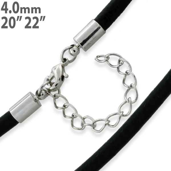 4.0mm Black Leather Cord w/ Adjustable Clasp