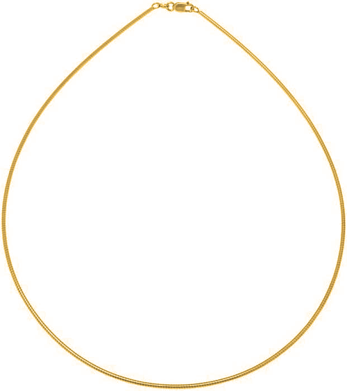 14K Gold Plated Sterling Silver Wired Round Omega Chain 1.38MM