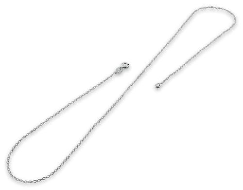 Rhodium Sterling Silver Cable Chain 1.15mm