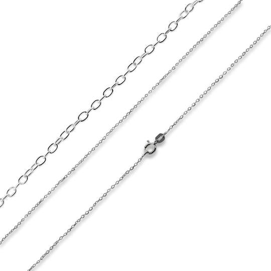 Rhodium Sterling Silver Cable Chain 1.15mm