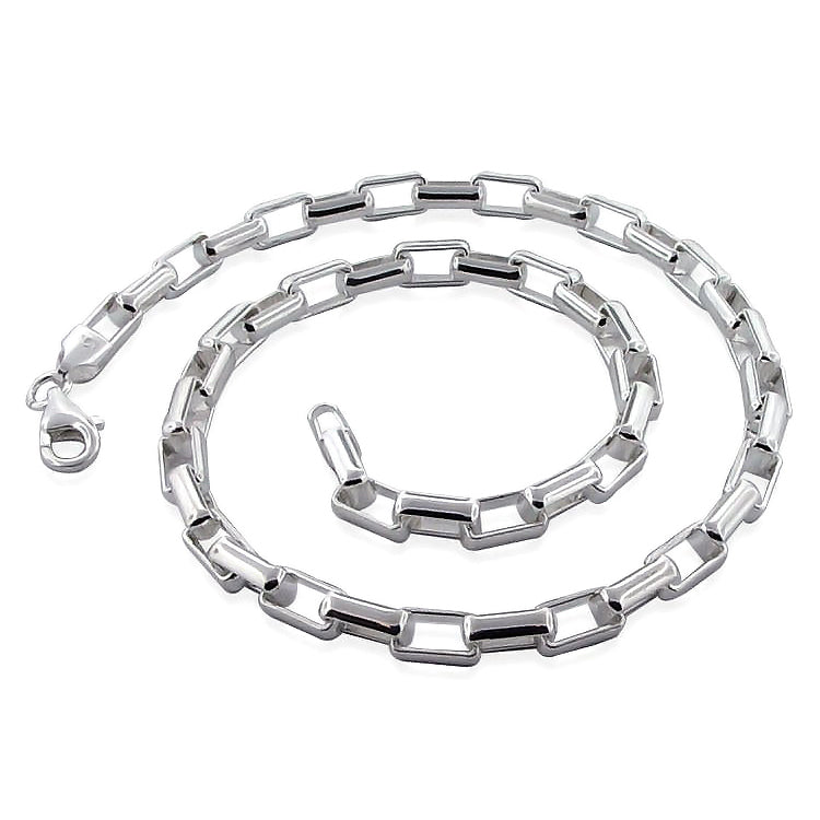 Sterling Silver Round Box Chain Necklace 3.95mm
