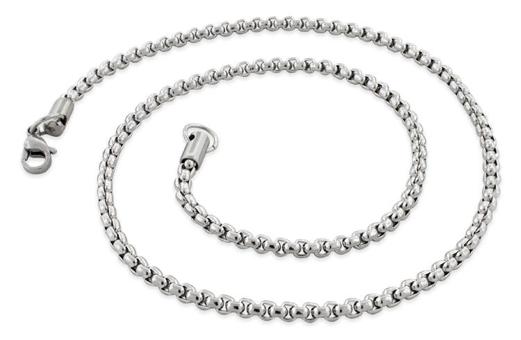 Stainless Steel 30" Round Box Chain Necklace 3.5 MM