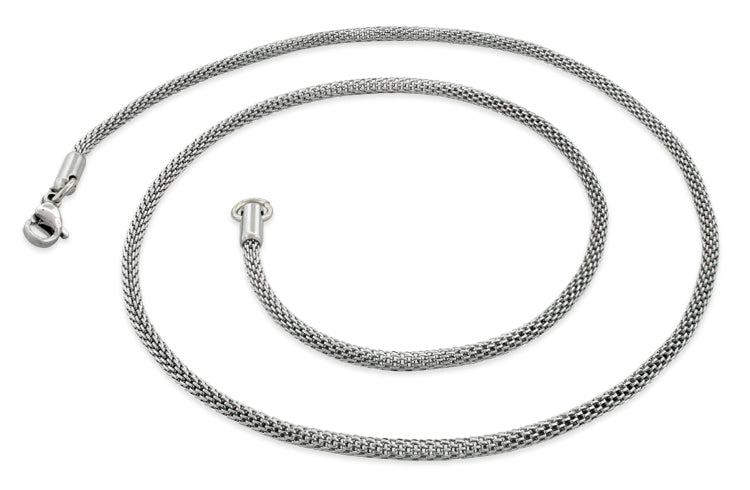 Stainless Steel 16" Snake Skin Mesh Chain Necklace 2.4 MM