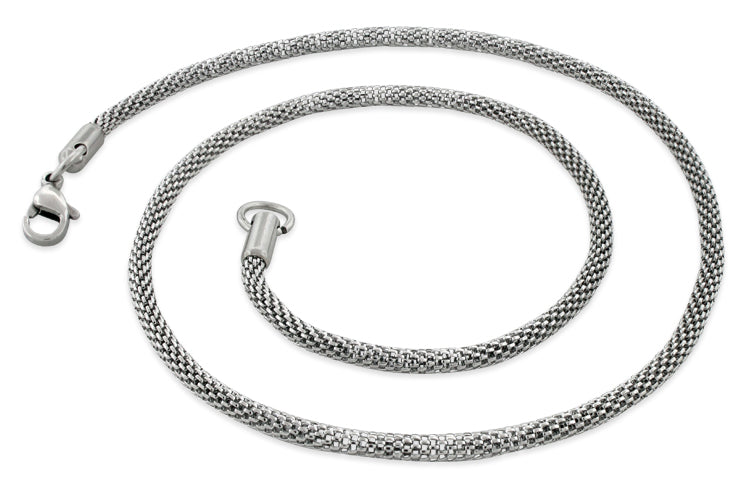 Stainless Steel 24" Snake Skin Mesh Chain Necklace 3.2 MM