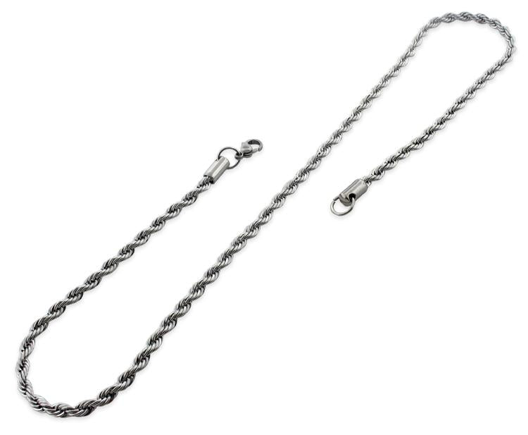 Stainless Steel 22" Rope Chain Necklace 4.0 MM