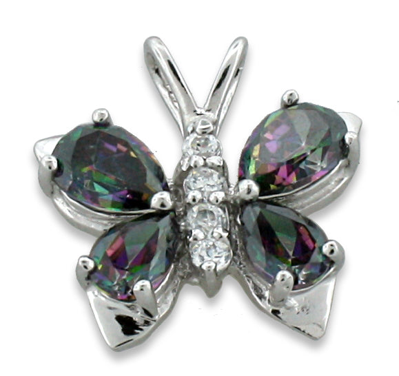 Sterling Silver Butterfly CZ Cubic Zirconia Pendant