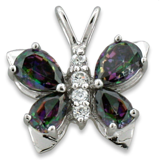 Sterling Silver Butterfly CZ Cubic Zirconia Pendant