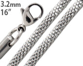 Stainless Steel 16" Snake Skin Mesh Chain Necklace 3.2 MM