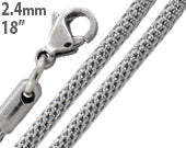 Stainless Steel 18" Snake Skin Mesh Chain Necklace 2.4 MM