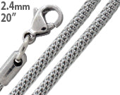 Stainless Steel 20" Snake Skin Mesh Chain Necklace 2.4 MM
