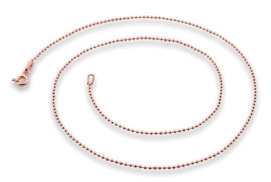 14K Rose Gold Plated Sterling Silver Bead Chain 1.2MM