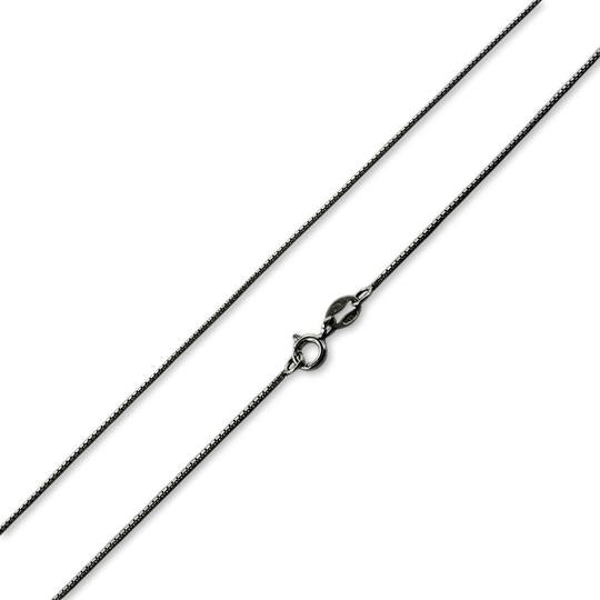 Black Rhodium Sterling Silver Box Chain 0.85MM