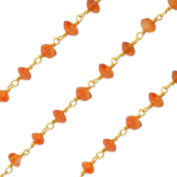 Gold Filled Bead Carnelian Chain (sold by the foot)