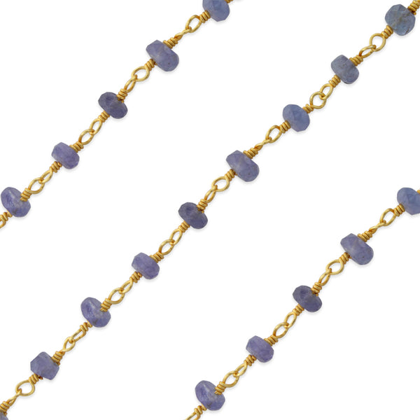 Gold Filled Bead Tanzanite Chain (sold by the foot)