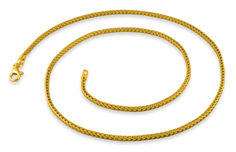 14K Gold Plated Sterling Silver 24" Franco Chain 1.5MM