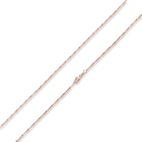 14K Rose Gold Plated Sterling Silver Twisted Serpentine Chain 1.0MM