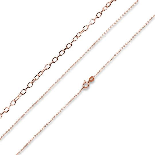14K Rose Gold Plated Sterling Silver Cable Chain 1.15mm