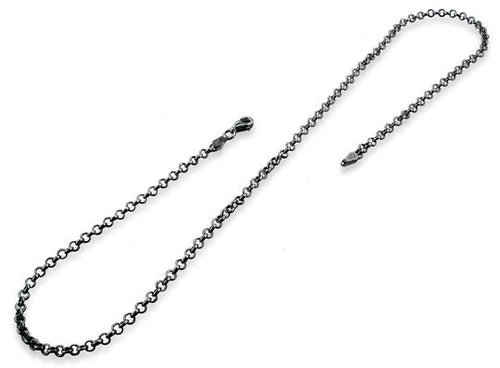 Black Rhodium Sterling Silver Rollo Chain 3.0MM