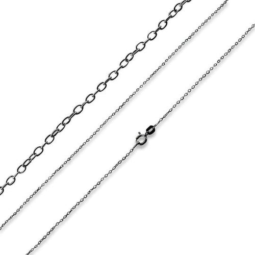 Black Rhodium Sterling Silver Cable Chain 1.1MM