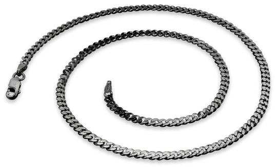 Black Rhodium Sterling Silver Curb Chain 3.0MM