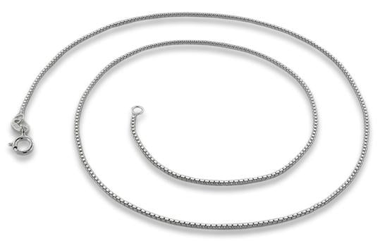 Rhodium Sterling Silver Box Chain 0.85MM