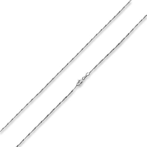 Rhodium Sterling Silver Twisted Serpentine Chain 1.0MM