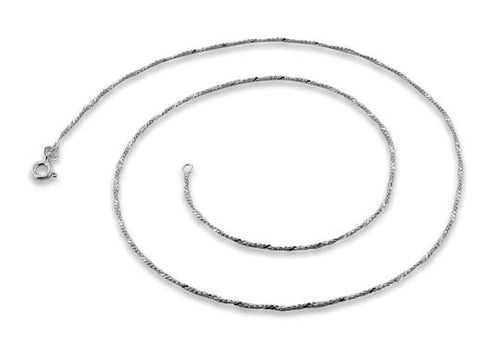 Rhodium Sterling Silver Twisted Serpentine Chain 1.0MM
