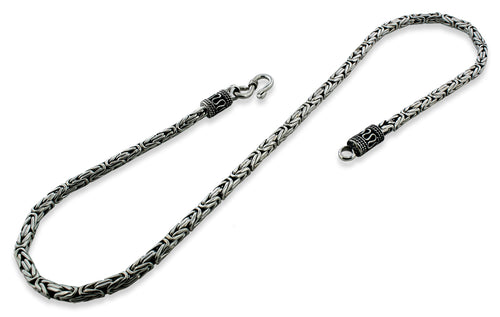 Sterling Silver 18" Round Byzantine Chain Necklace - 4.2MM