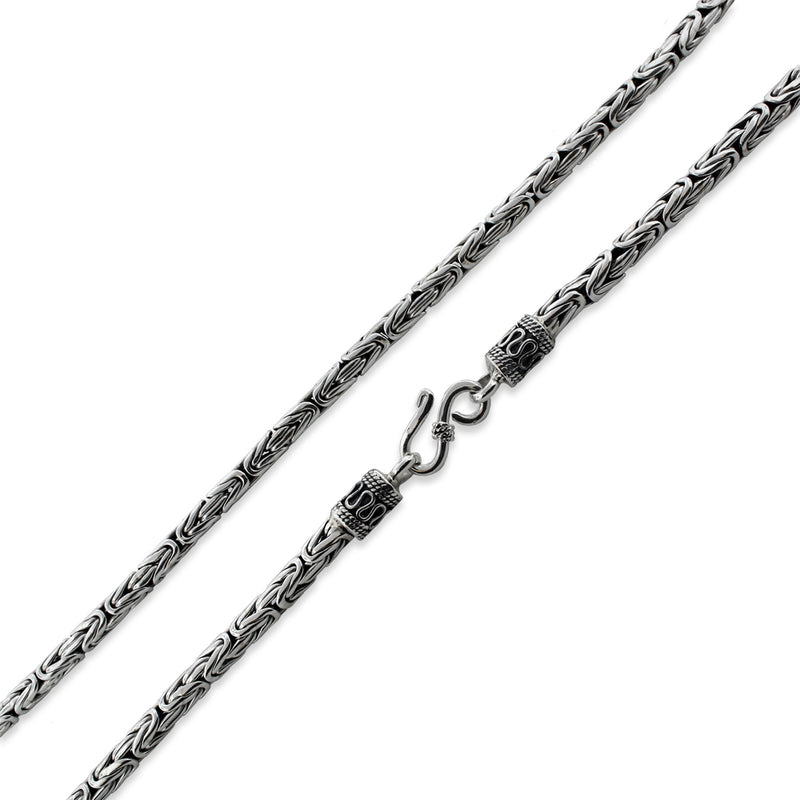 Sterling Silver 8" Round Byzantine Chain Bracelet - 5.0MM