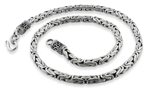 Sterling Silver 8" Round Byzantine Chain Bracelet - 5.0MM