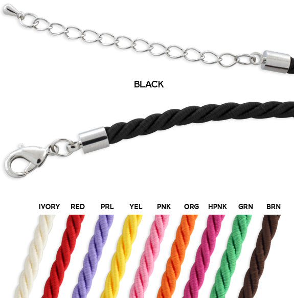 Black Satin Silk Necklace Cord [2 Pack - 18 & 24 Inch] Woven Chain Rope  with Silver Clasp for Women Girls Jewelry Pendants