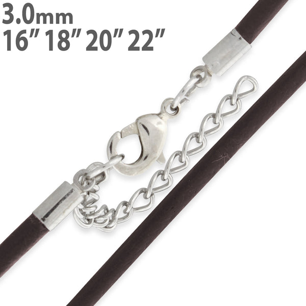 3.0mm Brown Leather Cord w/ Adjustable Clasp