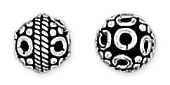 Sterling Silver Bali Style Bead Round Pattern Pendant 7mm