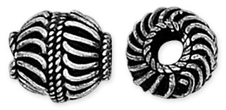 Sterling Silver Bali Style Twist Bead 13mm