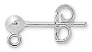 Sterling Silver Ball and Ring Earring 3mm with Nuts - PACK OF 10