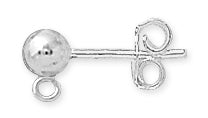Sterling Silver Ball and Ring Earring 4mm with Nuts - PACK OF 10