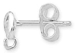 Sterling Silver Flat Ball and Ring Earring 4mm with Nuts - PACK OF 10