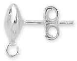 Sterling Silver Flat Ball and Ring Earring 6mm with Nuts - PACK OF 6