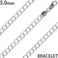 Sterling Silver 8" Charm Link Bracelet - 5.0MM
