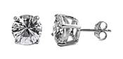 Sterling Silver CZ Round Stud Earrings 10MM - Casting
